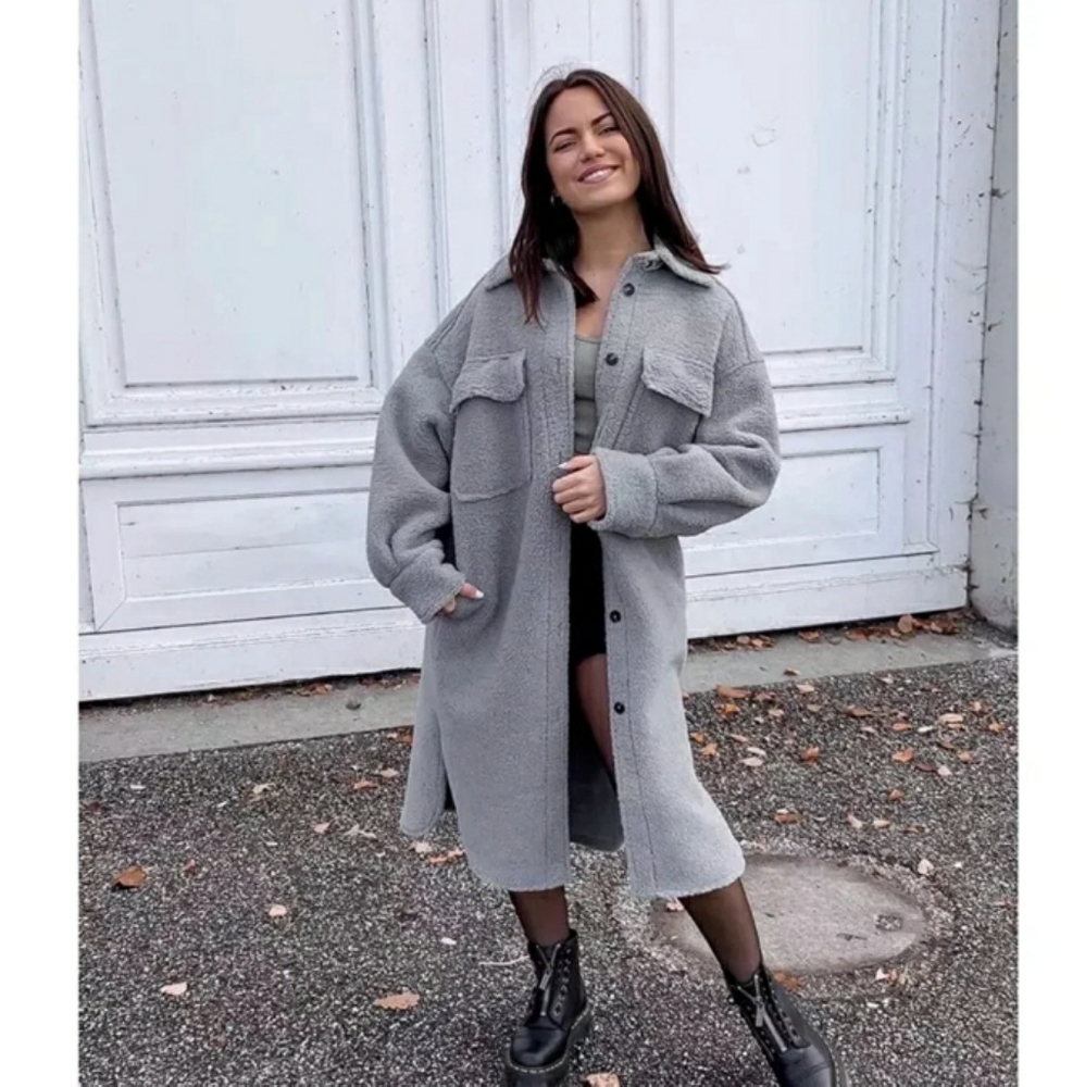 Faux shearling teddy shacket